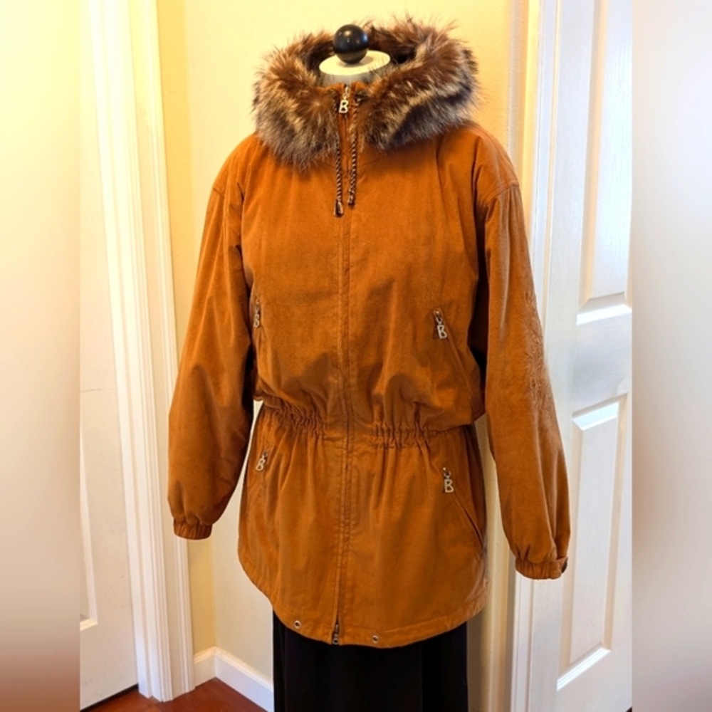 Bogner Hooded Ski Jacket Faux Suede